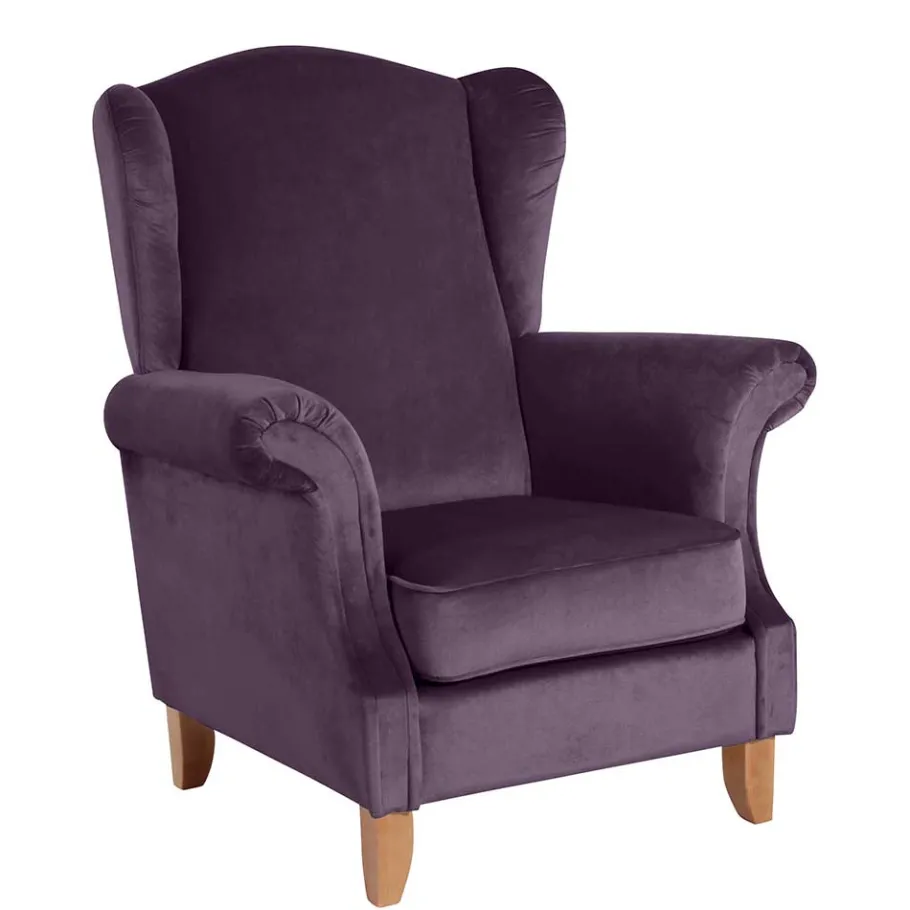 Samtvelours Ohrensessel in Dunkellila - Aglaia Sessel