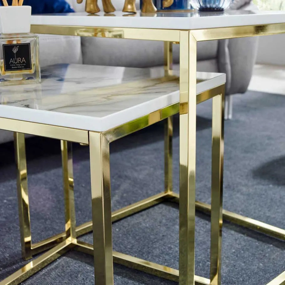 Clearance 2-Satz Couchtisch in Marmor Optik - Vilanda (zweiteilig) Tische