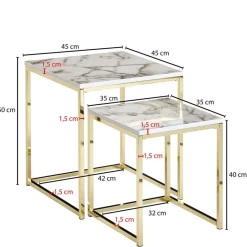 Clearance 2-Satz Couchtisch in Marmor Optik - Vilanda (zweiteilig) Tische