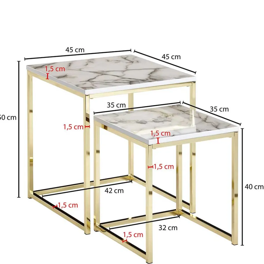 Clearance 2-Satz Couchtisch in Marmor Optik - Vilanda (zweiteilig) Tische