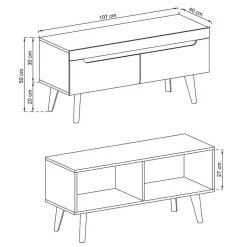 Clearance Scandi Anbauwand fürs Wohnzimmer - Olcian (vierteilig) Wohnwände