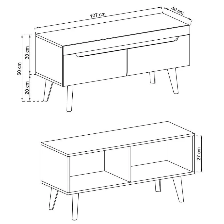 Clearance Scandi Anbauwand fürs Wohnzimmer - Olcian (vierteilig) Wohnwände