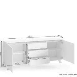 Sale Scandi Chic Sideboard in Weiß - Cady Sideboards
