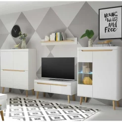 Scandi Chic TV Wohnwand Möbel - Ginko (vierteilig) WohnwÀnde