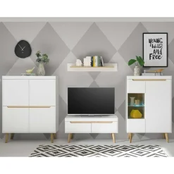 Scandi Chic TV Wohnwand Möbel - Ginko (vierteilig) Wohnwände