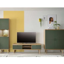 Hot Scandi Chic Wohnwand in Graugrün - Oliva (dreiteilig) Wohnwände