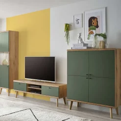 Hot Scandi Chic Wohnwand in Graugrün - Oliva (dreiteilig) Wohnwände