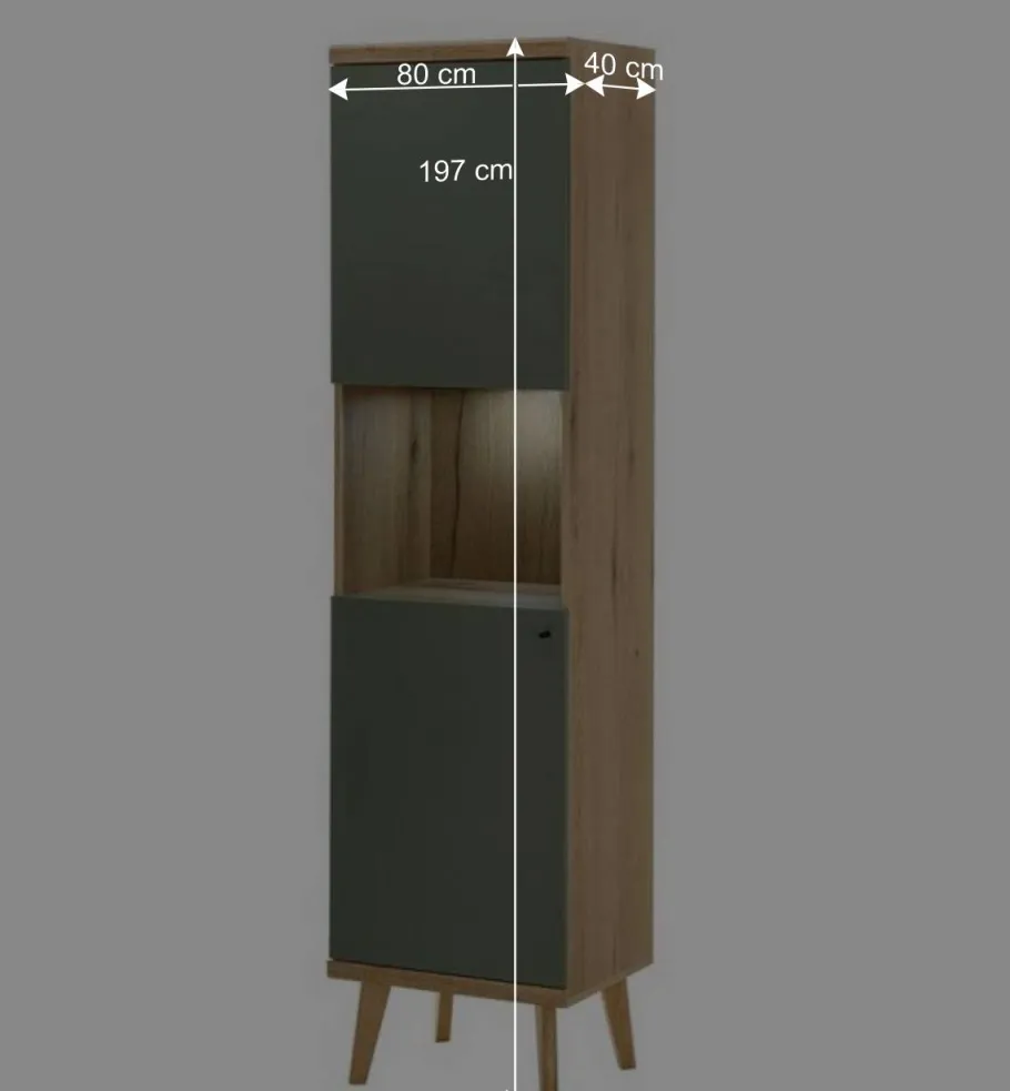 Hot Scandi Chic Wohnwand in Graugrün - Oliva (dreiteilig) Wohnwände