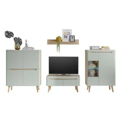 Sale Scandi Chic Wohnzimmermöbel Wohnwand - Armina (vierteilig) Wohnwände