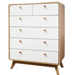 Sale Scandi Hochkommode in Eiche mit Weiß - Jendren Kommoden