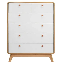 Sale Scandi Hochkommode in Eiche mit Weiß - Jendren Kommoden