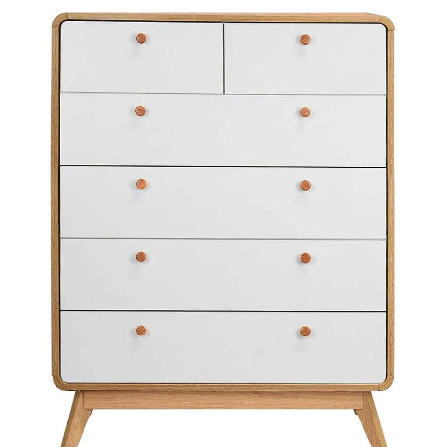 Sale Scandi Hochkommode in Eiche mit Weiß - Jendren Kommoden
