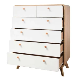 Sale Scandi Hochkommode in Eiche mit Weiß - Jendren Kommoden