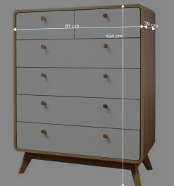 Sale Scandi Hochkommode in Eiche mit Weiß - Jendren Kommoden