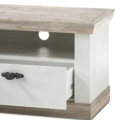 Scandi Landhaus Wohnzimmermöbel Set Nedita in Weiß (vierteilig) Wohnwände