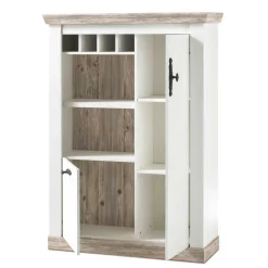 Scandi Landhaus Wohnzimmermöbel Set Nedita in Weiß (vierteilig) Wohnwände