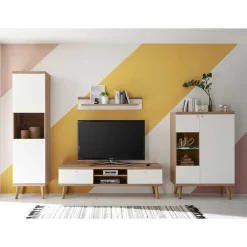 New Scandi Wohnwand Möbel als Set - Cablos (vierteilig) Wohnwände