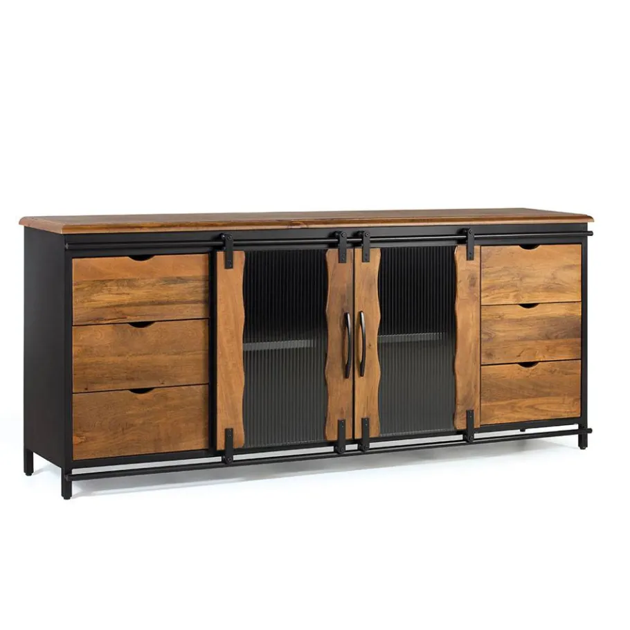 Sale Schiebetüren Sideboard mit Riffelglas - Aglia Sideboards