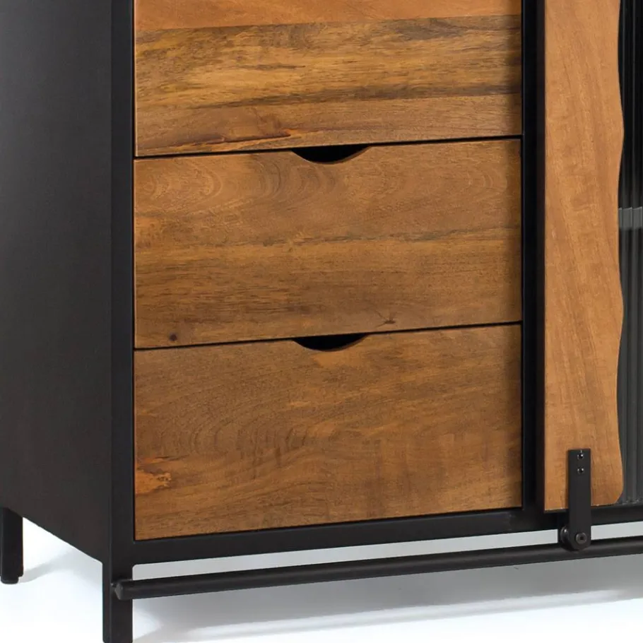 Sale Schiebetüren Sideboard mit Riffelglas - Aglia Sideboards