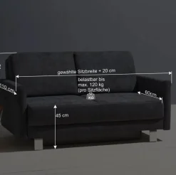 Best Schlafcouch mit Bettkasten in Blaugrau - Casmas Betten|Sofas