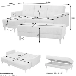Sale Schlafcouch mit Hocker in Beigegrau mit Chrom - Defelira (zweiteilig) Betten|Sofas