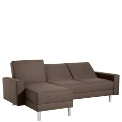 Sale Schlafcouch mit Hocker in Beigegrau mit Chrom - Defelira (zweiteilig) Betten|Sofas