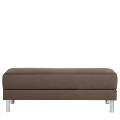 Sale Schlafcouch mit Hocker in Beigegrau mit Chrom - Defelira (zweiteilig) Betten|Sofas