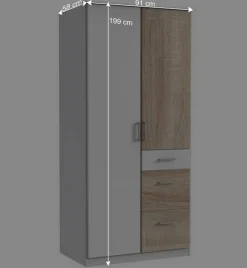 Schlafraum Kleiderschrank mit drei Schubladen - Magdelan Kleiderschränke