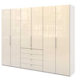 Schlafzimmer Falttürenschrank in Creme Weiß - Zidarie Kleiderschränke