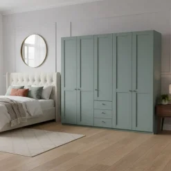 Sale Schlafzimmer Kleiderschrank in Graugrün - Rajavo Kleiderschränke|Schränke