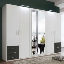 Outlet Schlafzimmer Kleiderschrank in Weiß & Dunkelgrau - Shakti Kleiderschränke