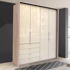 Schlafzimmerschrank mit 2 Falttüren und 4 Schubkästen - Rativian Kleiderschränke