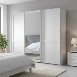 Outlet Schlafzimmerschrank mit Schwebetüren in Weiß - Flinn Kleiderschränke