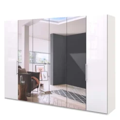 Sale Schlafzimmerschrank mit Spiegel & Glas Front in Weiß - Dolienca Kleiderschränke