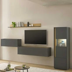 Sale Schlicht-moderne Wohnwand Möbel - Ahilav (vierteilig) Wohnwände