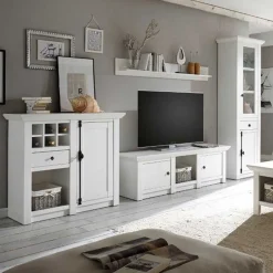 Best Schrankwand Chelles im weißem Landhaus-Stil (vierteilig) Wohnwände