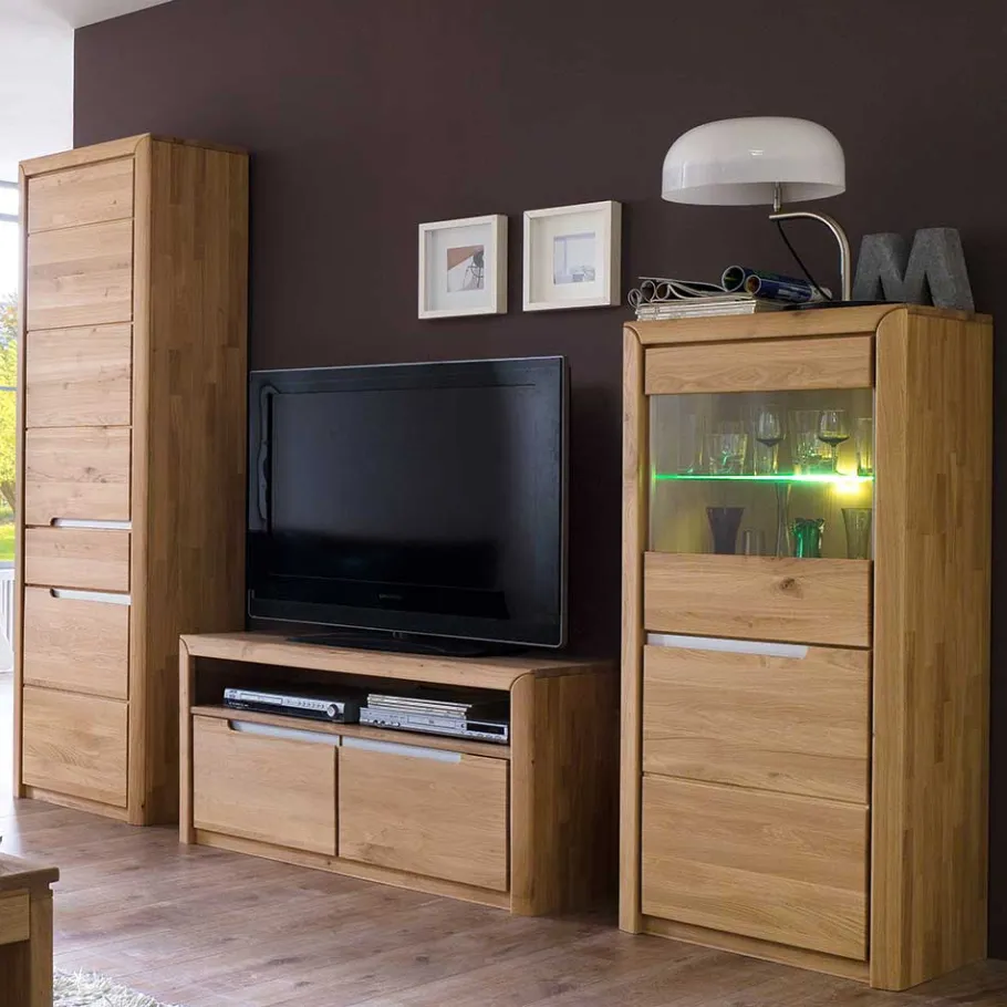 Schrankwand Croconia aus Wildeiche massiv (dreiteilig) Wohnwände