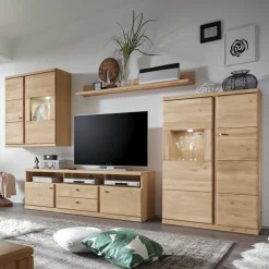 Online Schrankwand Smonia aus Wildeiche Bianco (vierteilig) Wohnwände