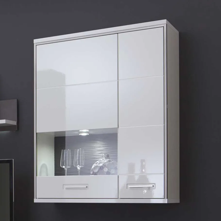 Clearance Schrankwand Tacroma in Weiß Hochglanz (fünfteilig) Wohnwände