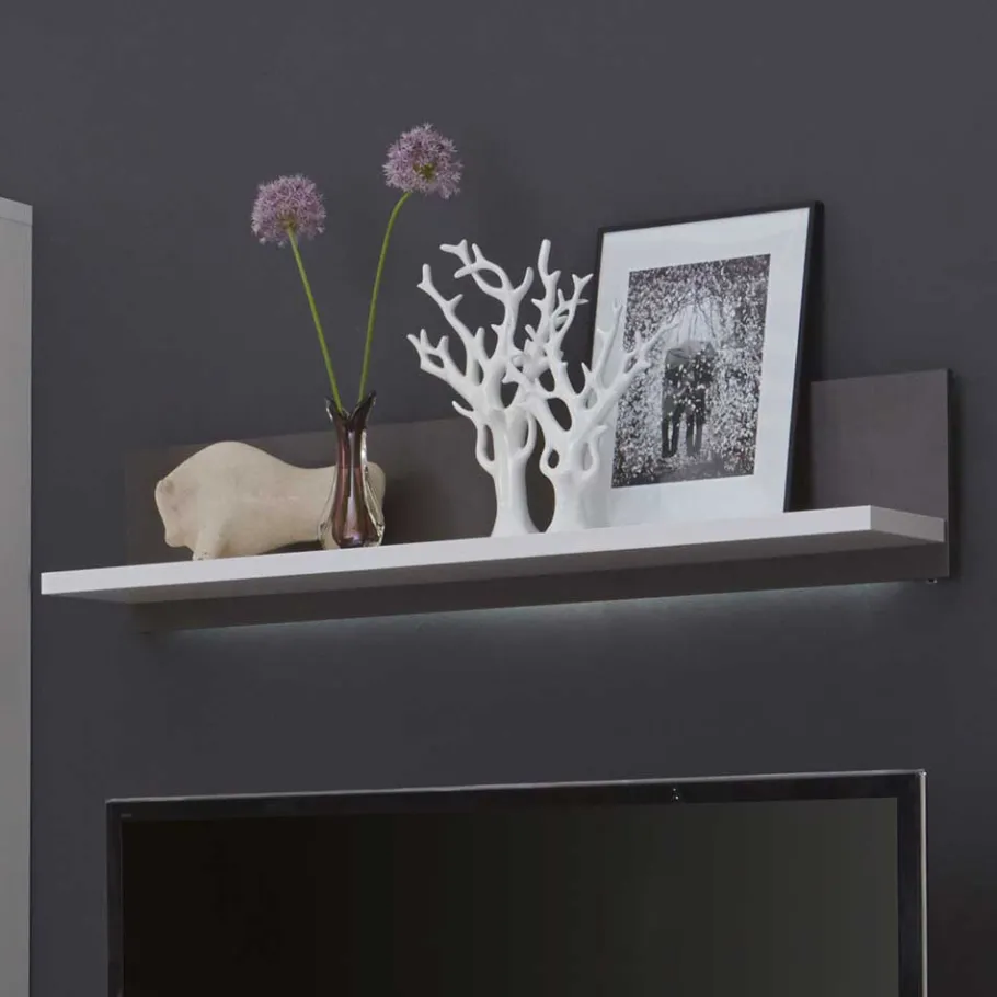 Clearance Schrankwand Tacroma in Weiß Hochglanz (fünfteilig) Wohnwände