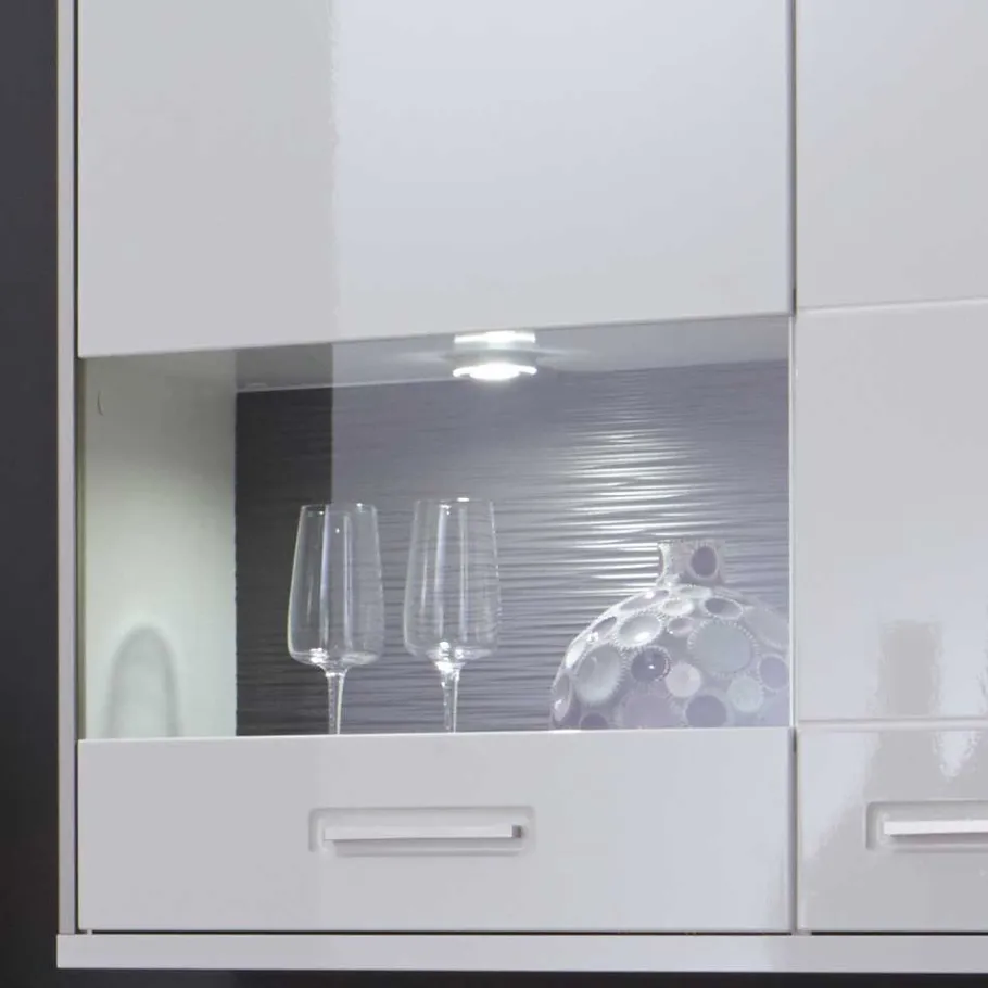 Clearance Schrankwand Tacroma in Weiß Hochglanz (fünfteilig) Wohnwände