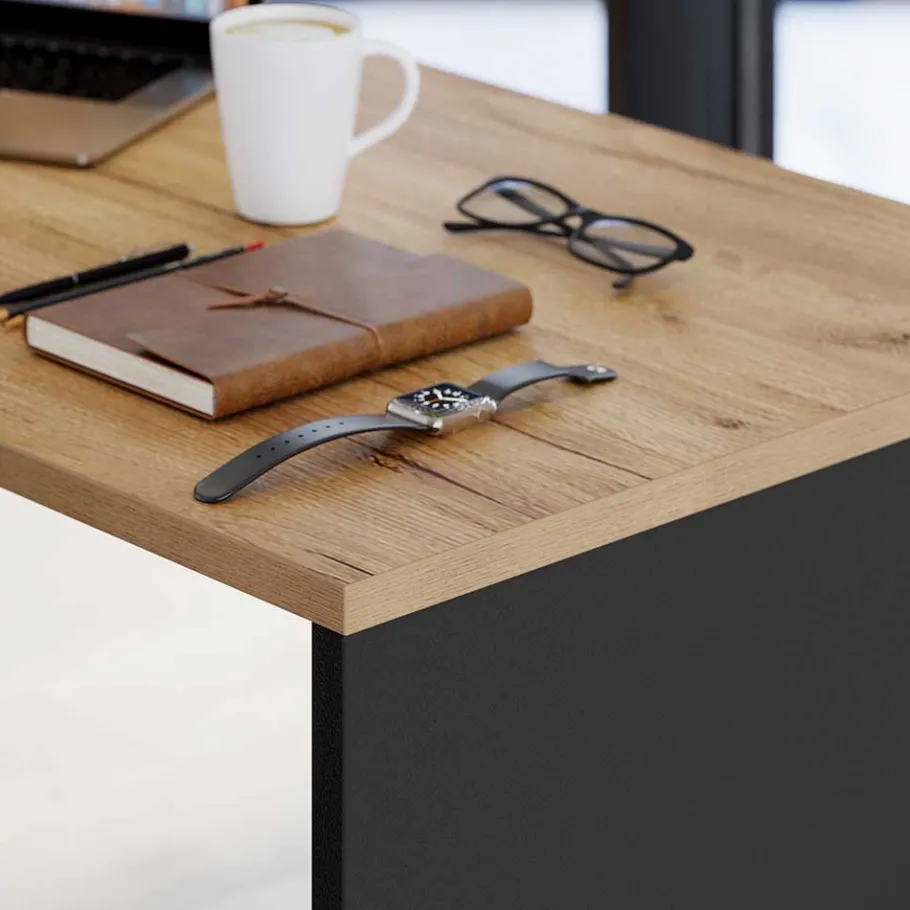 Outlet Schreibtisch & Rollcontainer 158x79 cm - Contrage (zweiteilig) Tische