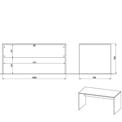 Outlet Schreibtisch & Rollcontainer 158x79 cm - Contrage (zweiteilig) Tische
