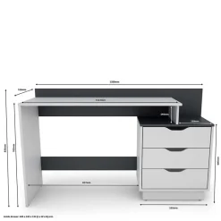Online Schreibtisch mit drei Schubladen und Aufsatz - Dotagon Tische