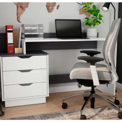 Online Schreibtisch mit drei Schubladen und Aufsatz - Dotagon Tische