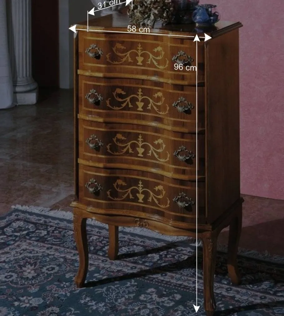 Schubladen Kommode mit Bodenfreiheit Agosto in Nussbaum Kommoden