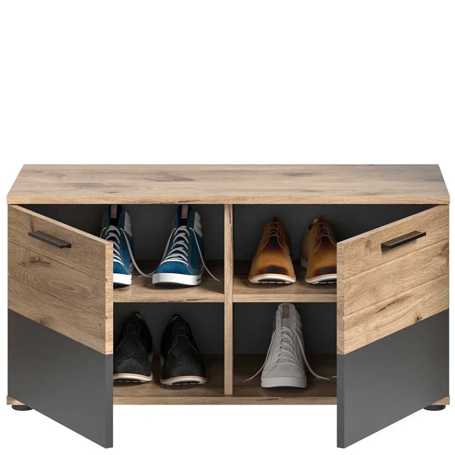 Sale Schuhbank in Wildeiche & Grau 90 cm - Catamaron Sitzbank