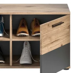 Sale Schuhbank in Wildeiche & Grau 90 cm - Catamaron Sitzbank