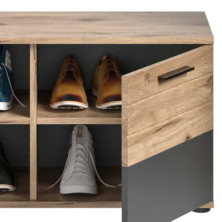 Sale Schuhbank in Wildeiche & Grau 90 cm - Catamaron Sitzbank