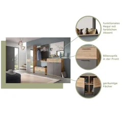 Sale Schuhbank in Wildeiche & Grau 90 cm - Catamaron Sitzbank